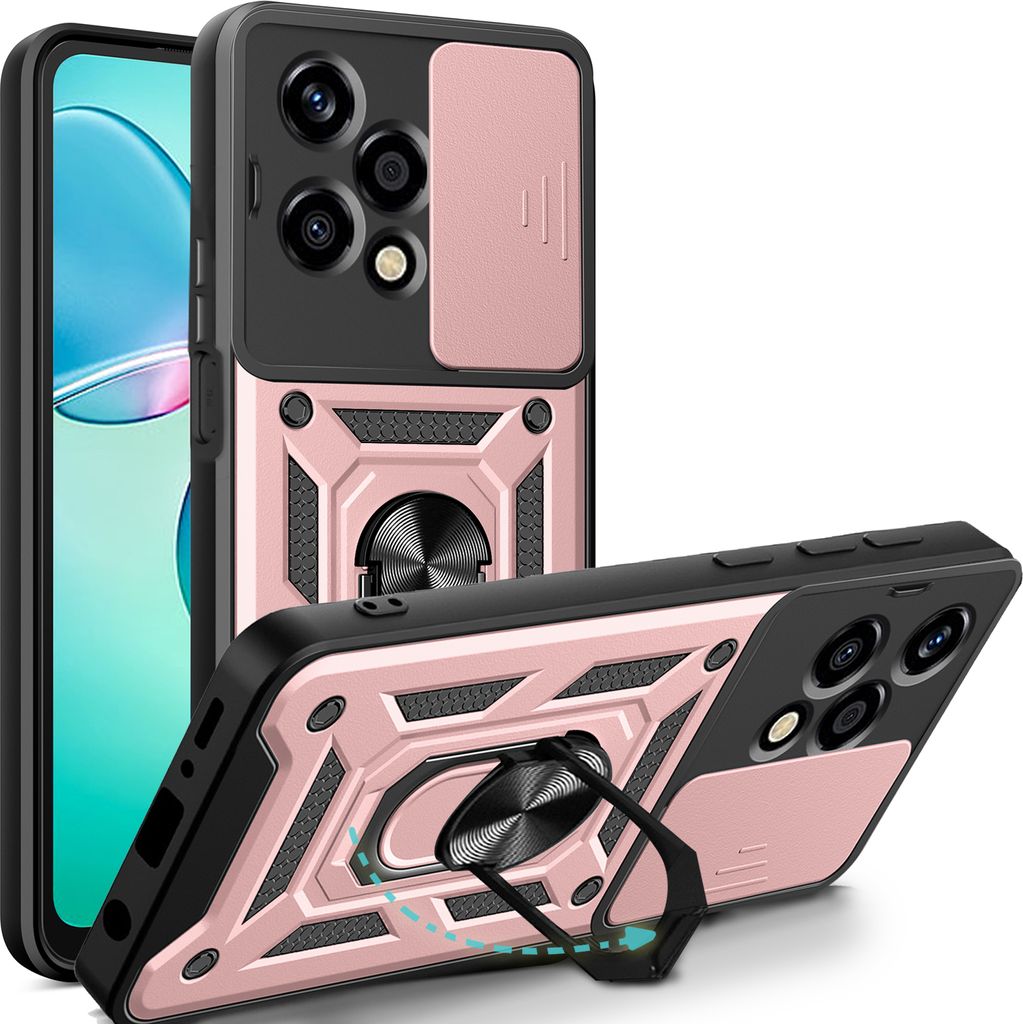 Outdoor Panzer Hülle für Honor 200 Lite Handyhülle mit Slide Kameraschutz Ringhalter in Rosegold