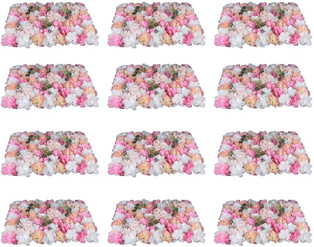 Mur de Roses Artificielles 12 Pièces 60x40cm pour Colonne Mariage Rose