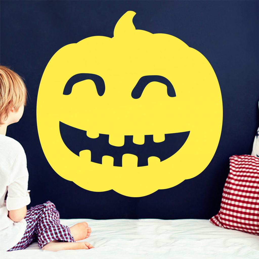 KIWISTAR Kürbis - Lachen Fröhlich Halloween Wandtattoo in 6 Größen - Wandaufkleber Wall Sticker - Dekoration, Küche, Wohnzimmer, Schlafzimmer,...