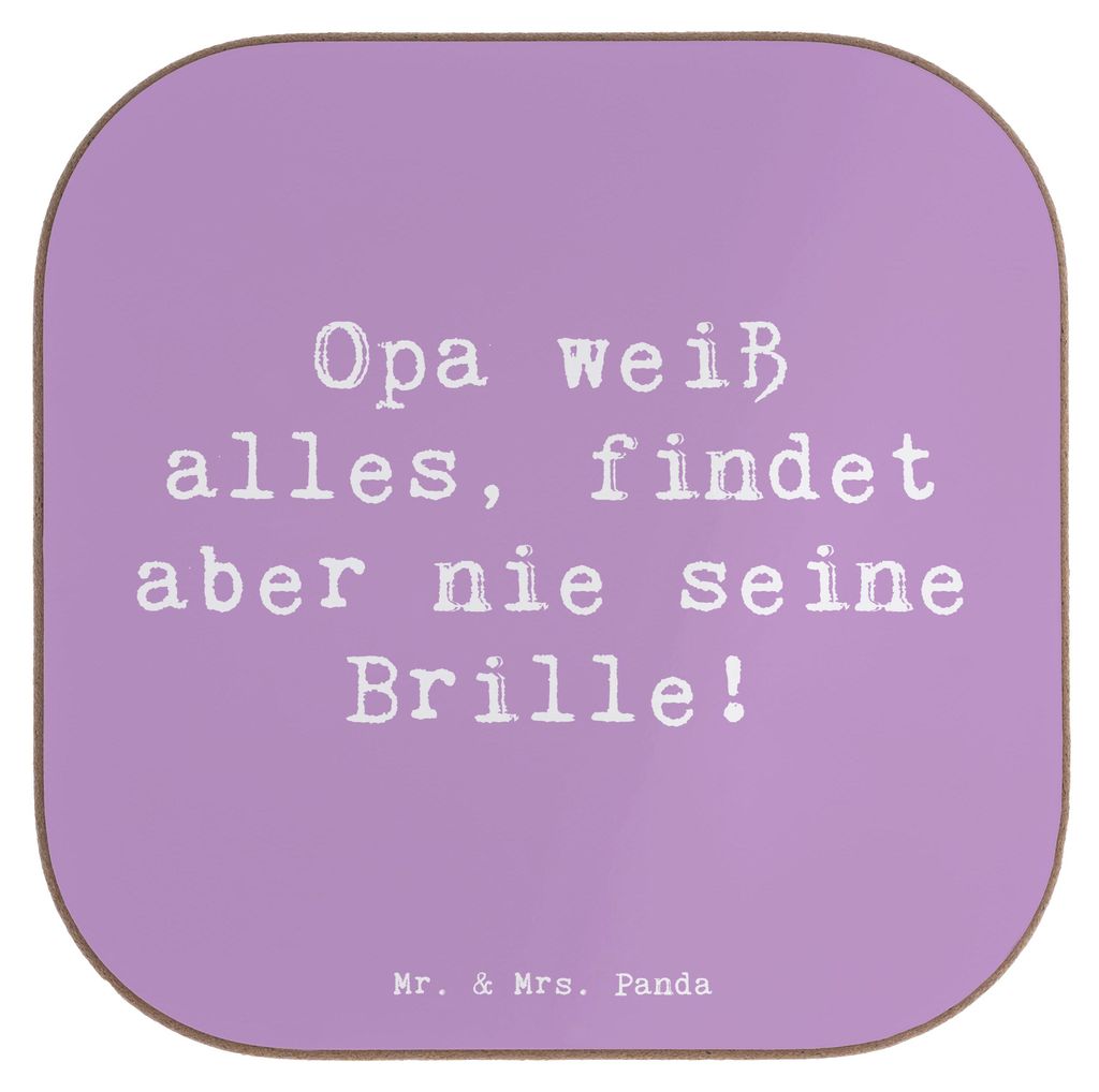 Mr. & Mrs. Panda Tassenuntersetzer Spruch Opa Wissen - Lavendeltraum - Geschenk, Familie, Witz, Untersetzer für Gläser, Großpapa, Großvater, gl...