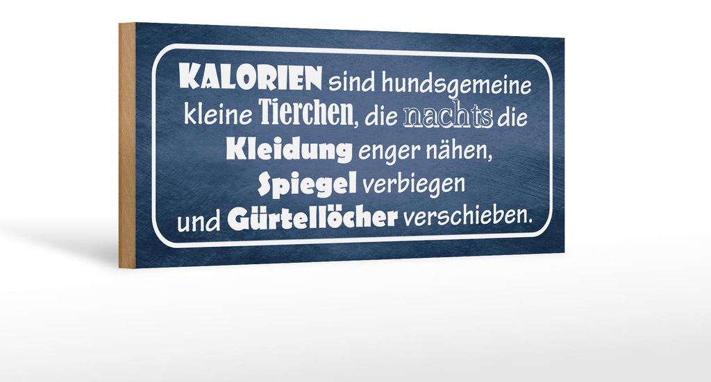 Holzschild Spruch 27x10cm Kalorien sind kleine Tierchen