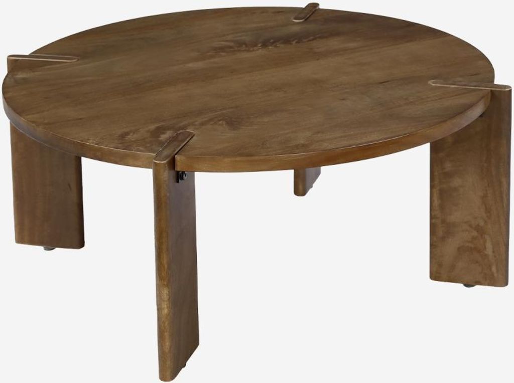 sweeek - Exotischer runder Couchtisch aus Massivholz - Nussbaumfarben