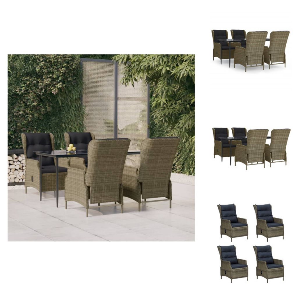 vidaXL 5-tlg. Garten-Essgruppe Braun Poly Rattan - Gartenmöbel-Sets