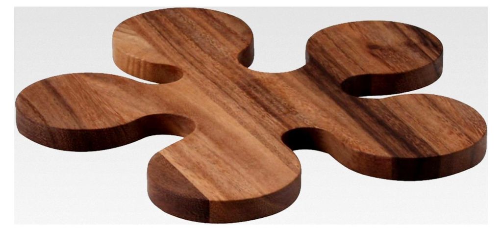 Untersetzer für Töpfe und Pfannen aus Akazienholz in Klecks-Optik, Größe: Ø 24 x 1,2 cm