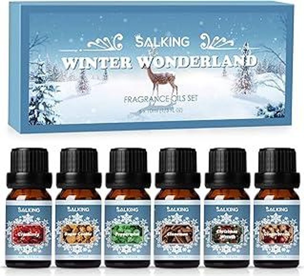 SALKING Winter Ätherische Öle Set, 6x10mL 100% Aromatherapie Duftöl GeschenkSet für Diffuser, Luftbefeuchter, Massage, Zimt, Weihnachtskranz, ...