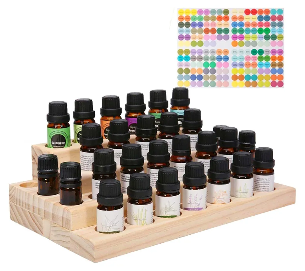 Boîte de rangement bois 30 compartiments pour huiles et vernis à ongles