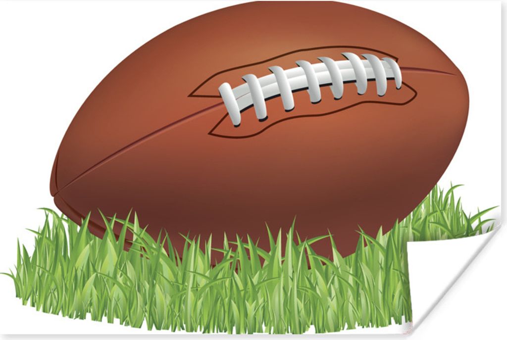 MuchoWow Poster Eine Illustration eines Rugbyballs im Gras 120x80 cm - Bilder