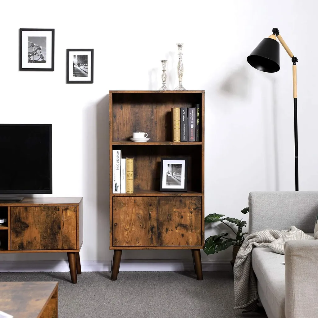 Bibliothèque de salon compacte pour petits espaces - Rangement déco rétro - 4