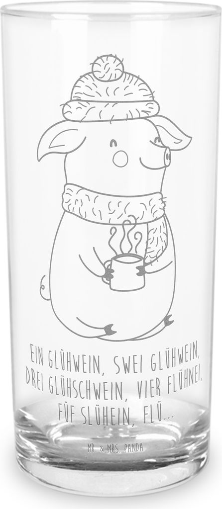 Mr. & Mrs. Panda Glas Schweinchen Glühwein 200 ml - Transparent - Geschenk, Spruch, Trinkglas, Cocktailglas, Tumbler, Weihnachtsmarkt, Weihnachten...
