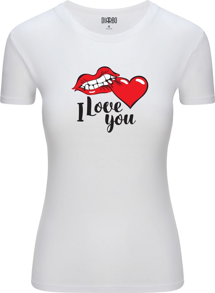 Diarbo Damen T-Shirt mit klassischem Druck ICH LIEBE DICH Weiß Gr.XL