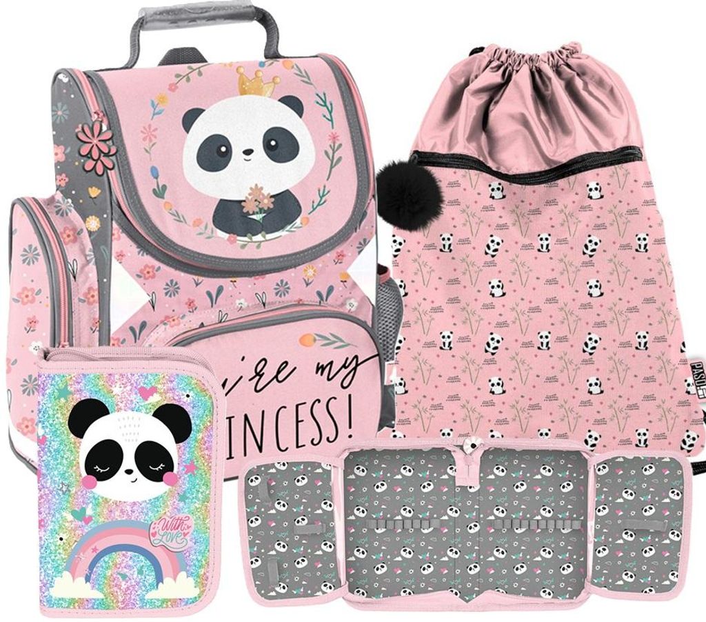 PANDA Cartable ergonomique 3 pièces ensemble cartable sac à Image du produit 