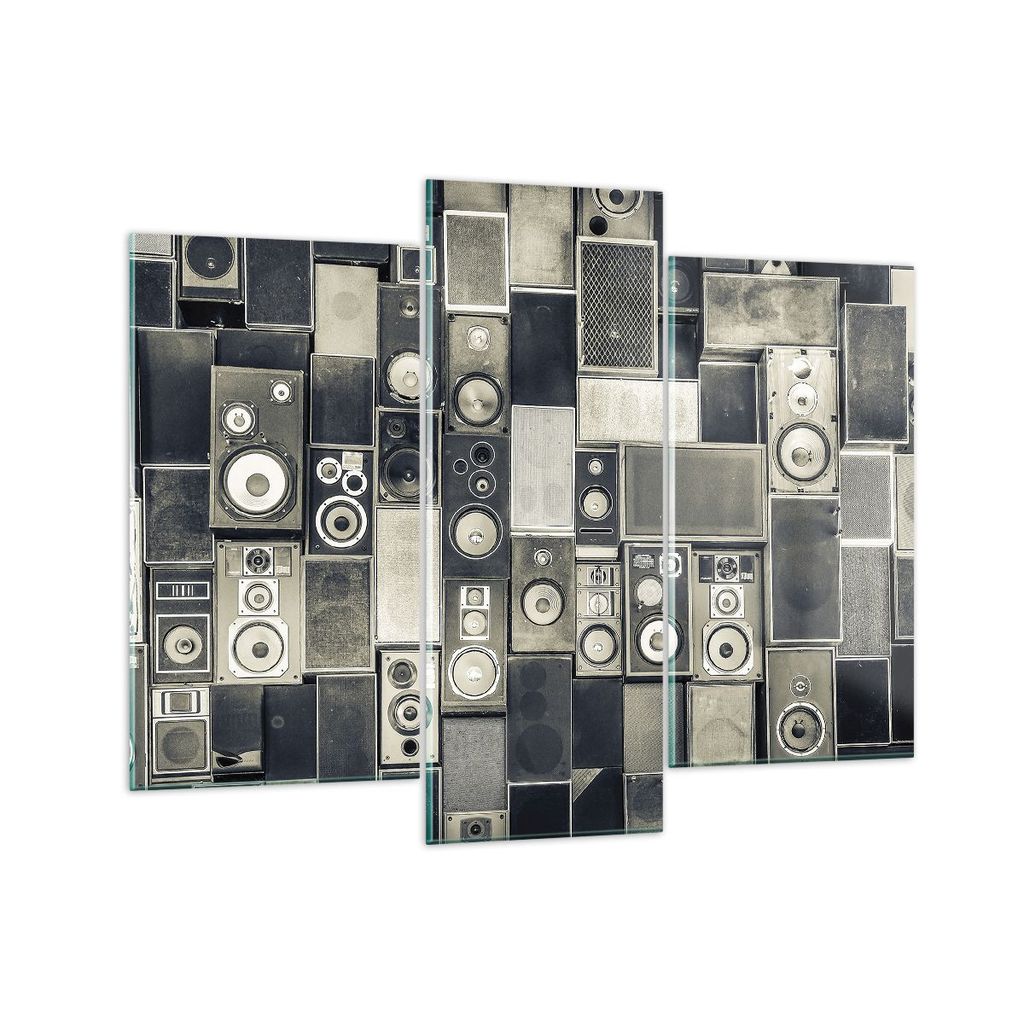 Bilder auf glas - 3 Teile - Abstraktion Lautsprecher Grafik - 130x100cm - Glasbilder - Wandbilder - Bilder - Wanddekoration aus Glas - Glas Bilder ...