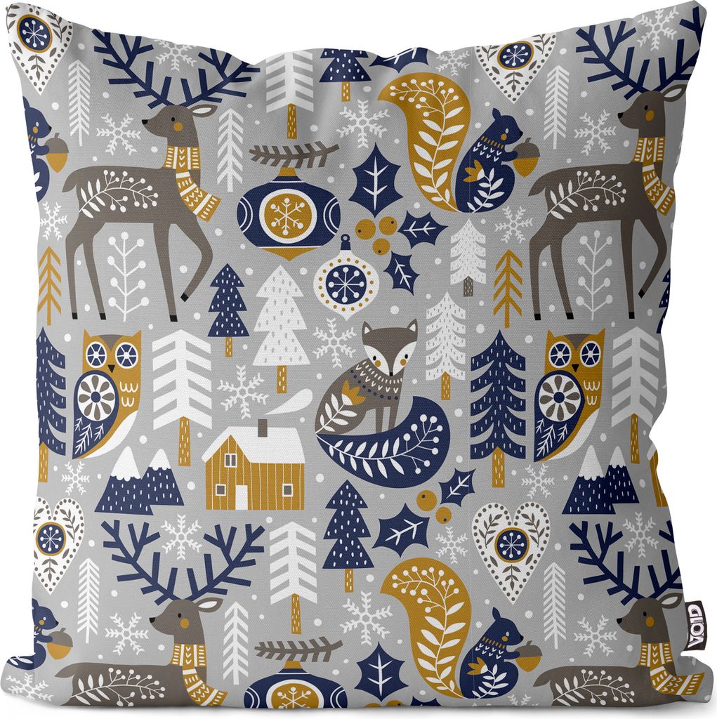VOID Winter Skandinavien Rentier Eule Kissenbezug Kissenhülle sofa couch wohnzimmer dekoration wasserfest Outdoor Garten Kissen bezug deko