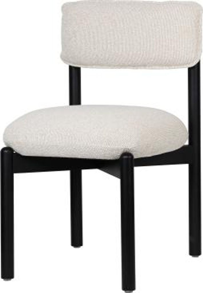 Essstuhl 50x53x84cm Holzstuhl Schwarz Beige Gepolsterter Sitz Holz Stoff Kleine Verpackung Essbereich Tischstuhl Kuechenstuhl Sitzgelegenheit Esszi...