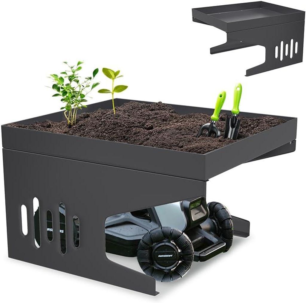 QEENTOE Stahl Mähroboter Garage 70 x 60 x 43 cm, Anthrazit Produktbild 