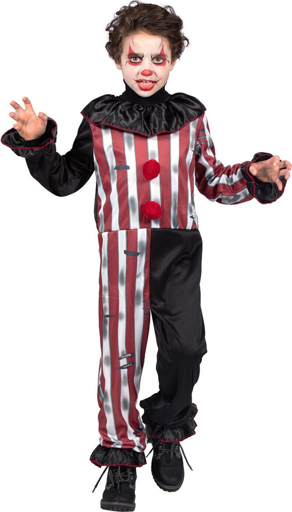 Halloween Clown Jumpsuit Junge Rot-Schwarz 140-152