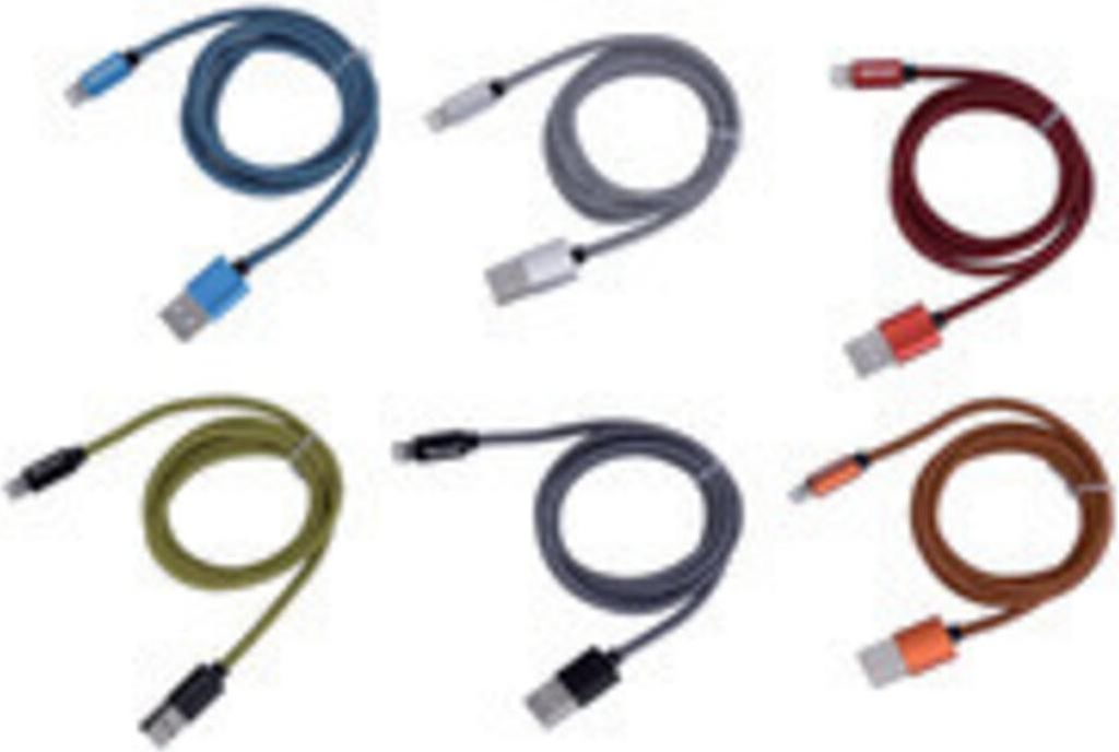 Ladekabel Lightning Nylon 1m sortiert.
