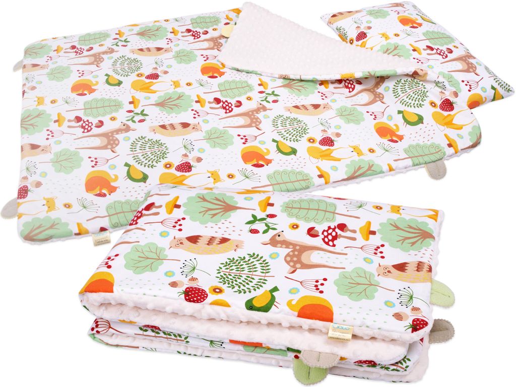 Kinderbettwäsche -Set aus Baumwolle/Minky 135x100 cm, isoliert BOBO - Waldtiere