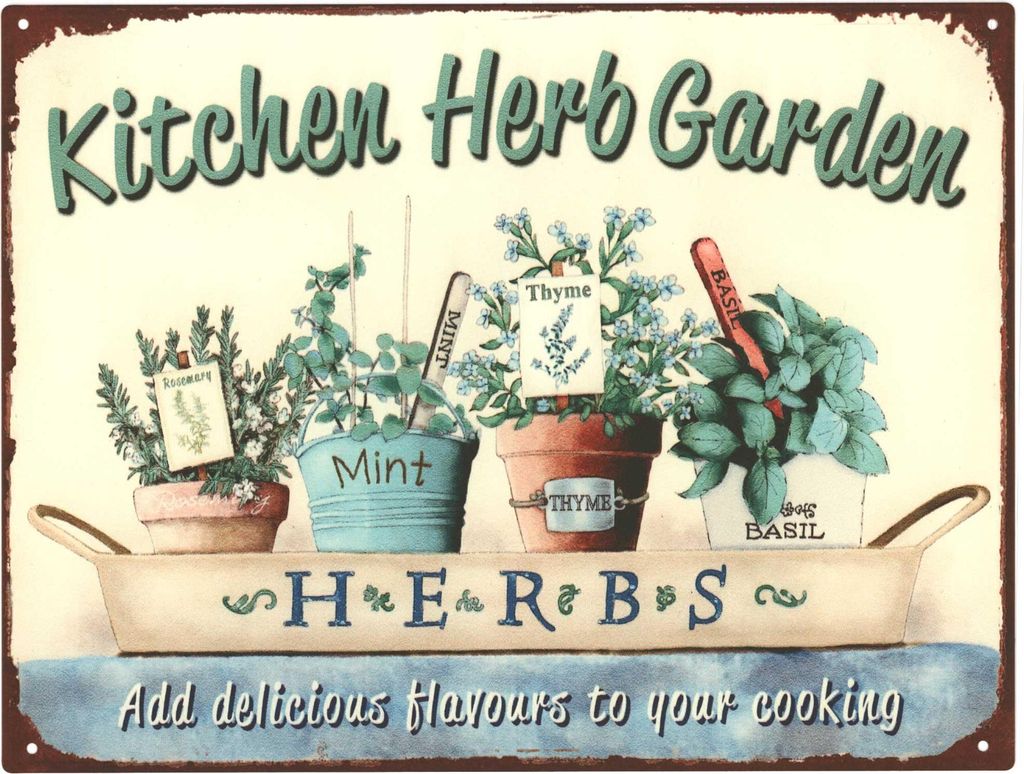 Moritz Deko Blechschild Küche Kitchen Herb Garten Metallschild Retro Vintage-Design zur Dekoration Wanddekoration