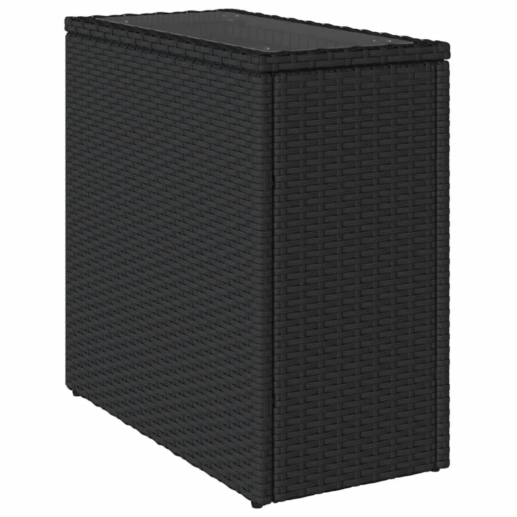 Tavolo da Giardino SYFAX Polyrattan e Vetro Nero - Design Salva-spazio