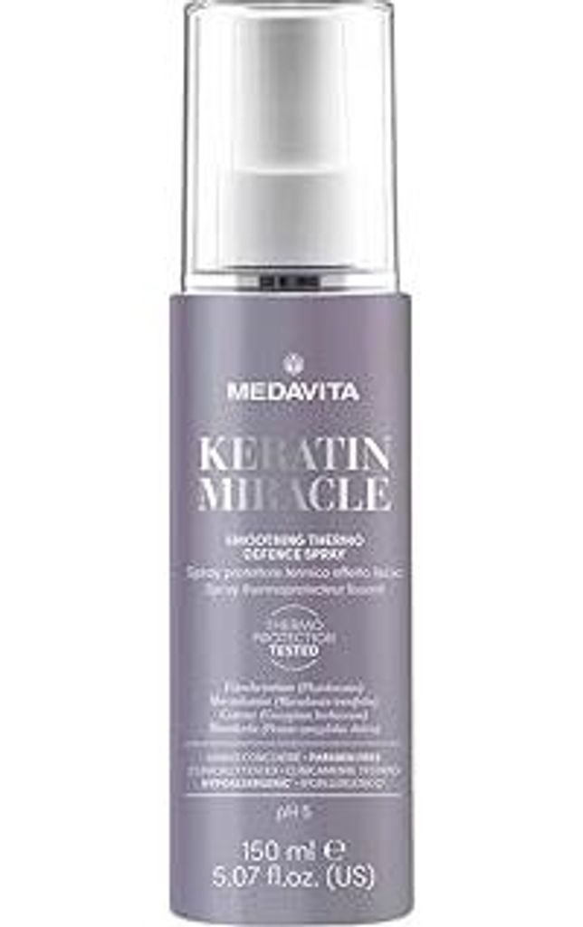 Medavita | Keratin Miracle Glättendes Thermoschutz-Spray, 150ml, Mit Keratin für Glattes, Glänzendes und Geschütztes Haar