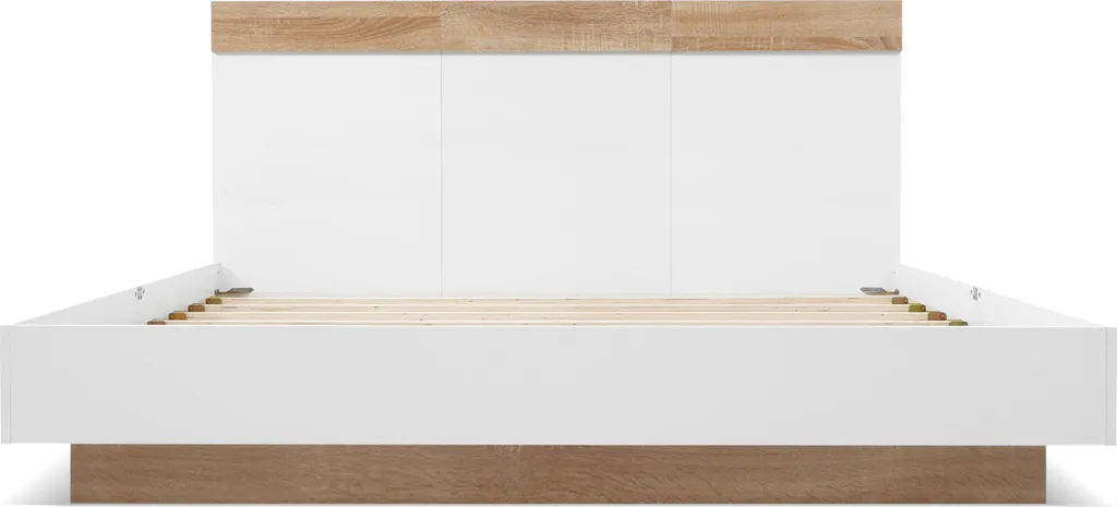 Lit double 140x200 bois massif pour chambre adulte ambiance naturelle