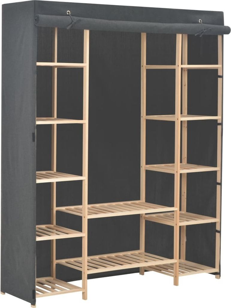 The Living Store Kleiderschrank Grau 135 x 40 x 170 cm Stoff