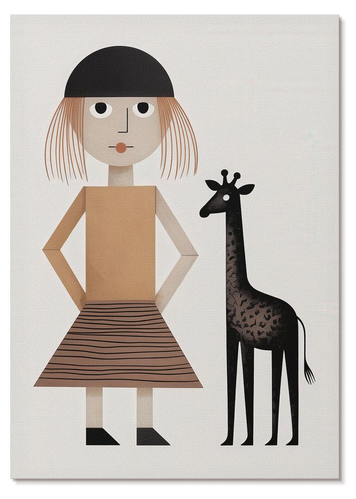 POSTER - 59x84 cm (A1) - For Children - Geometrische Figur mit Giraffen-Schlichtheit und -Stil - Wandbild für Wohnzimmer Schlafzimmer & Flur, Mode...