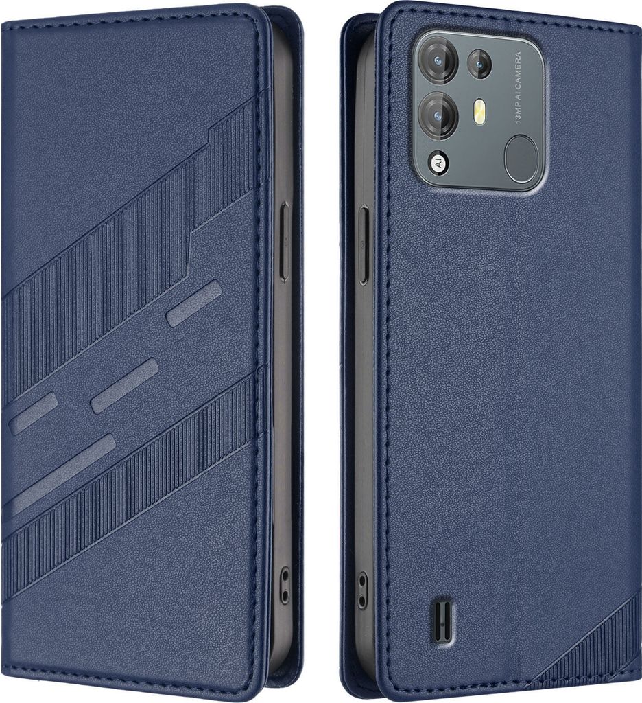 Hülle für Blackview A55 Pro, Kunstleder Brieftaschen Handyhülle mit Kartenfach und Standfunktion Blau