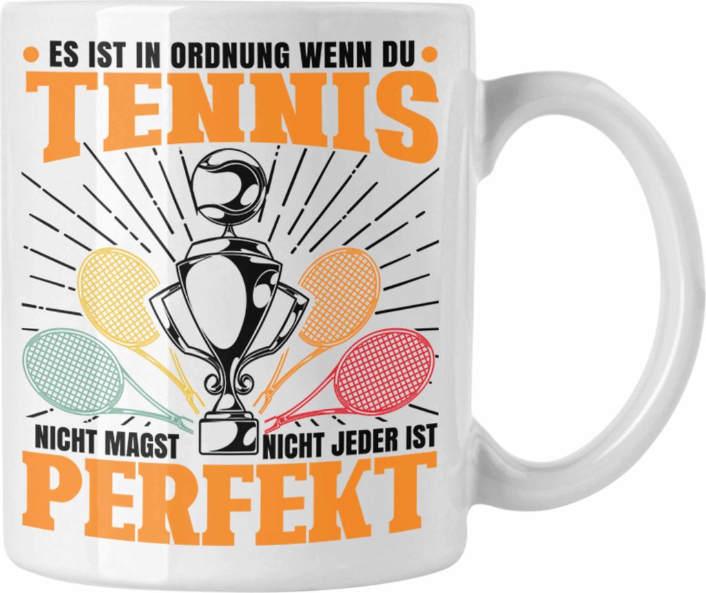 Trendation - Tennis Tasse Geschenk für Tennisspieler mit Spruch für Männer Frauen (Weiß)