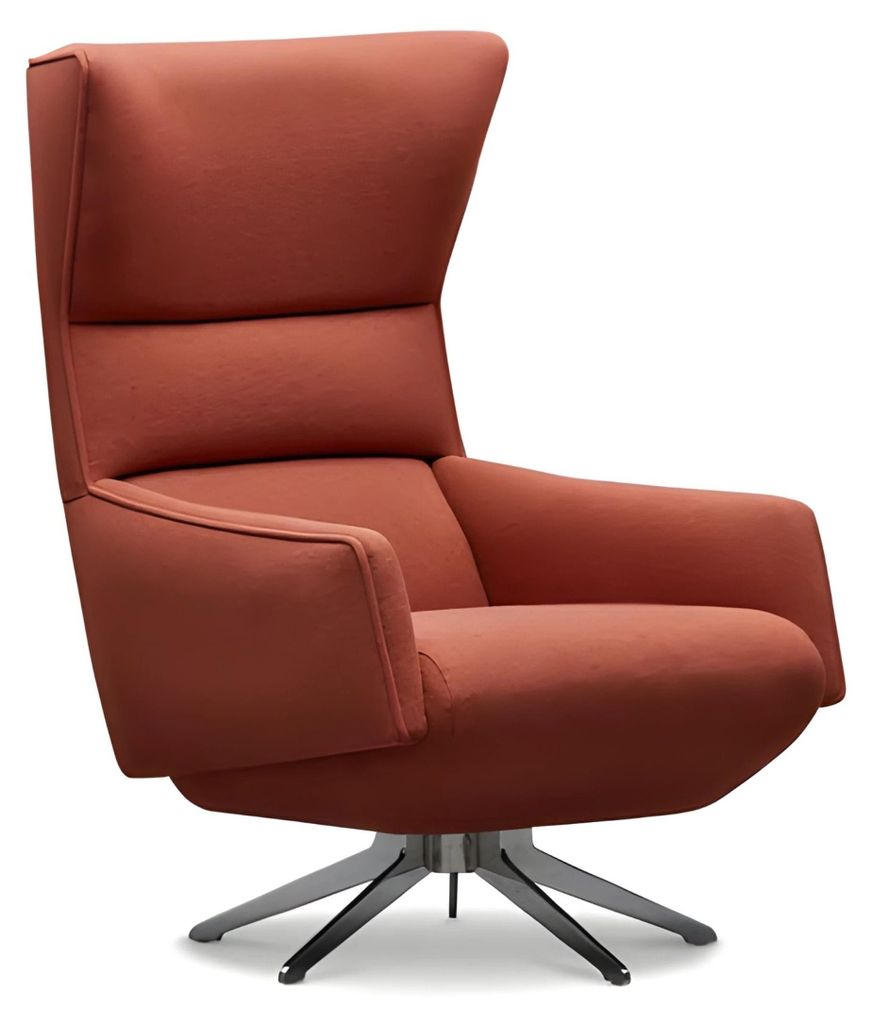 Moderner orangefarbener Stoffsessel mit ergonomischem Design
