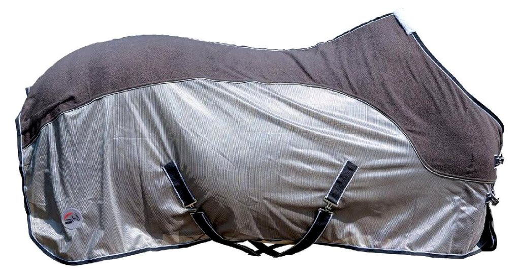 Fliegendecke mit Fleece, Grau/Natur/Blau, 125