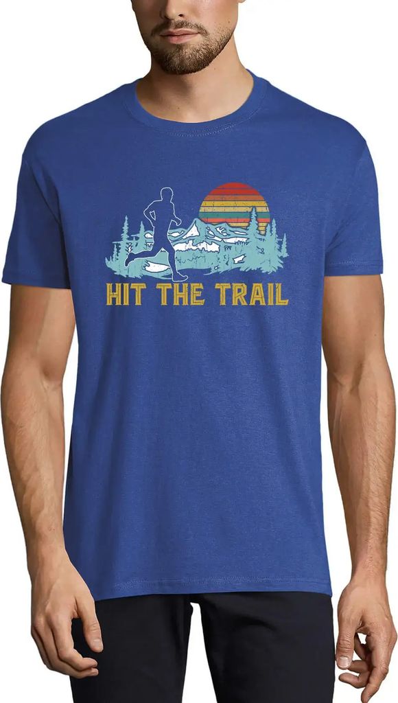 Herren Grafik T-Shirt Hit The Trail Runner Öko-Verantwortlich Vintage Jahrgang Kurzarm Lustige Druck Geburtstag Geschenk Mann
