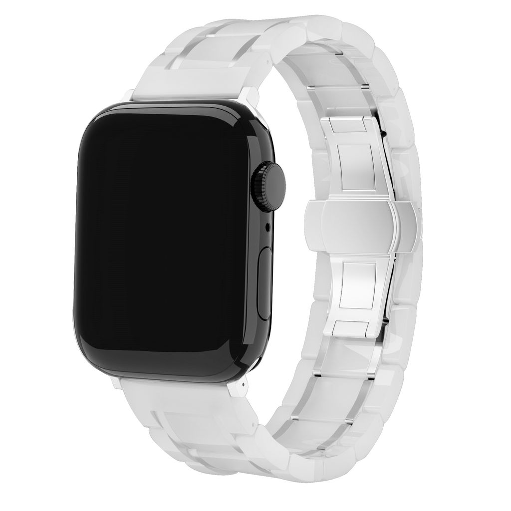 Strap-it Apple Watch Keramik-Stahlarmband (Weiß/Silber)