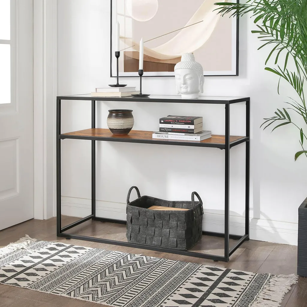 Table console design en verre et métal noir - Collection Loft 120cm - 3