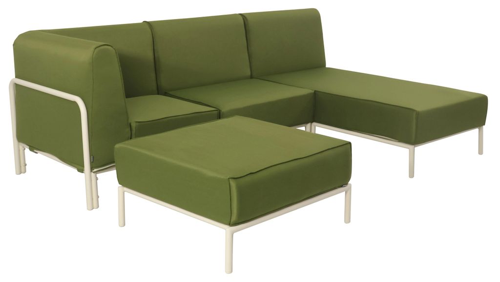 Modulares niedriges Gartenmöbel mit einfarbiges Muster 4 Plätze Grün - Oviala Patio