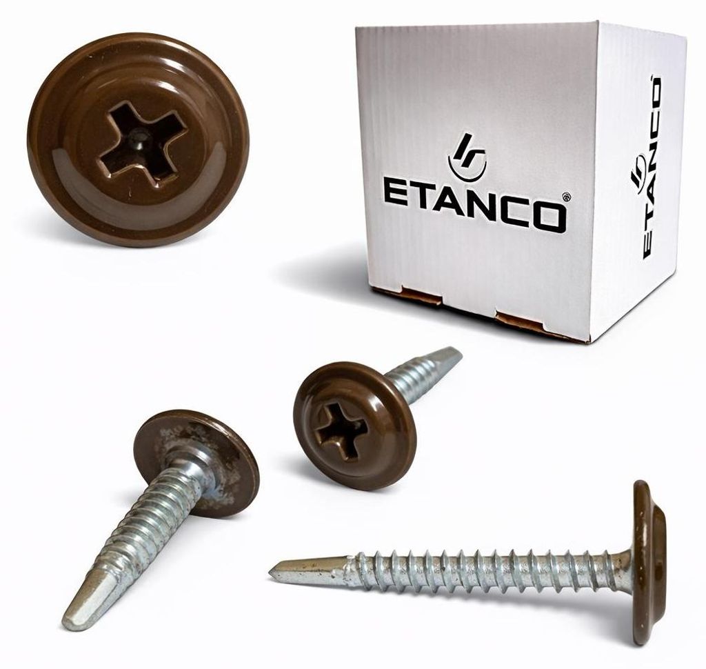 ETANCO GM-B Selbstbohrschrauben für Stahl Dach RAL 8014 Sepiabraun 4,2 x 13 mm 250 Stk.
