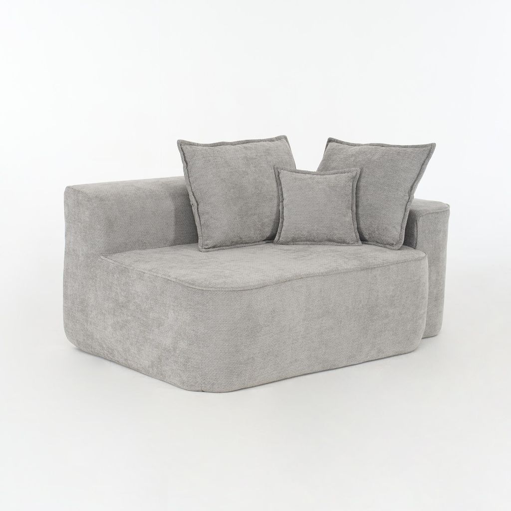 AIORBER Bequemes 2-Personen Sofa ohne Montage, weiches Stoffsofa mit Kissen und Seitentaschen, modernes Design für Wohnräume, Grau
