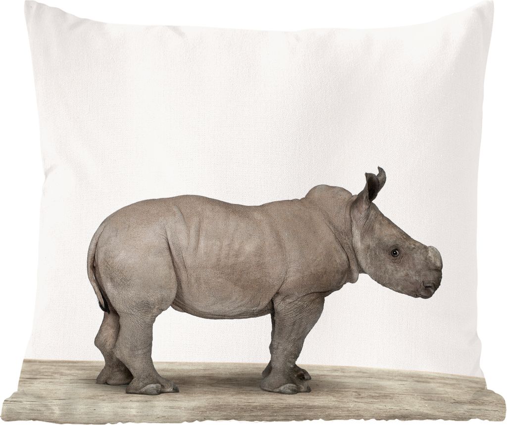 MuchoWow Zierkissen Sofakissen Wohnzimmer Dekokissen 45x45 cm Rhinozeros - Tiere - Jungen - Mädchen - Schlafpolster - Polster für das Sofa
