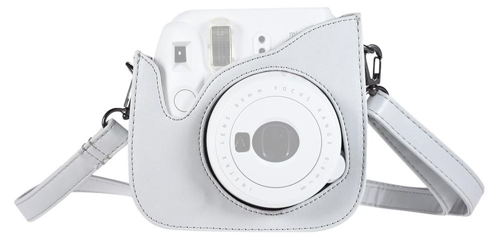 Andoer PolyurethanTasche fuer Sofortbildkameras mit Tragegurt, Ersatz fuer Fujifilm Instax Mini 9/8/8+/8s, Rauchweiss