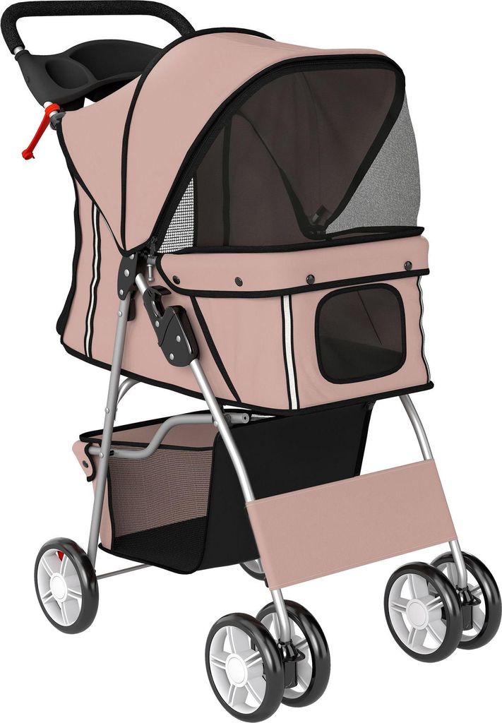 Faltbarer Haustierbuggy mit Reflektorstreifen, Farbe: Kaffeebraun, maximale Traglast: 10 kg