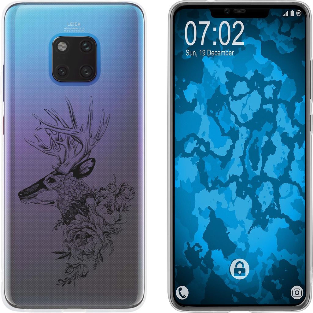 PhoneNatic Case kompatibel mit Huawei Mate 20 Pro Silikon-Hülle Floral Hirsch M7-1