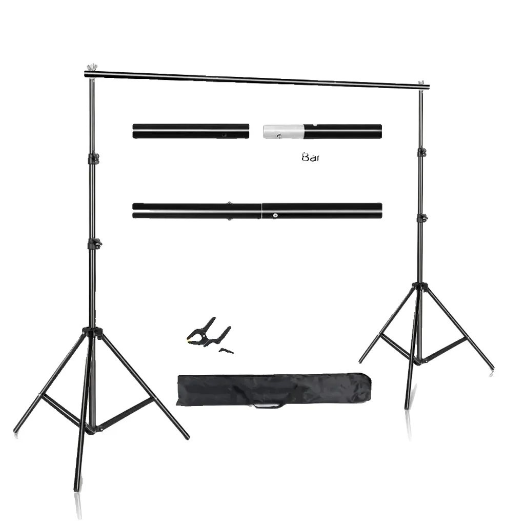 Cavalletto per fondali fotografici, altezza regolabile, traversa telescopica, 2,6 m x 3 m, nuova regolarità