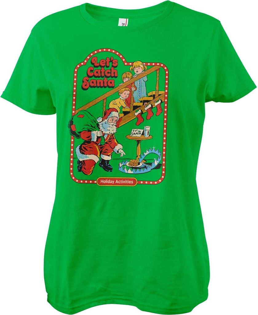 Let's Catch Santa Girly Tee - Small - Green