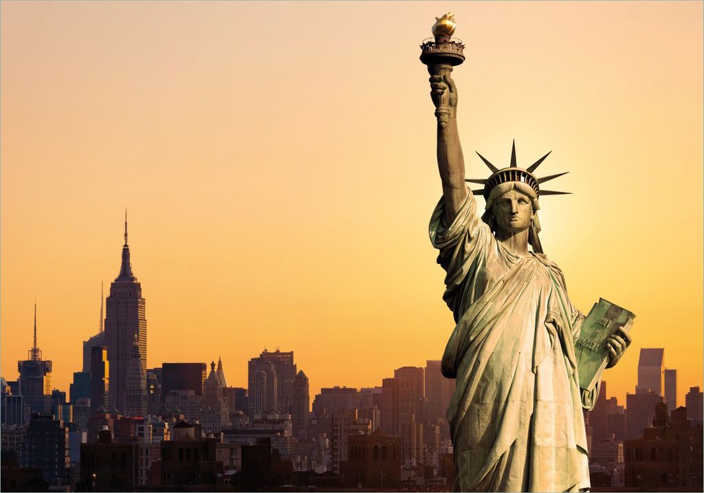 Wallario Poster - Freiheitsstatue New York, Kunstdruck Größe: 70 x 100 cm