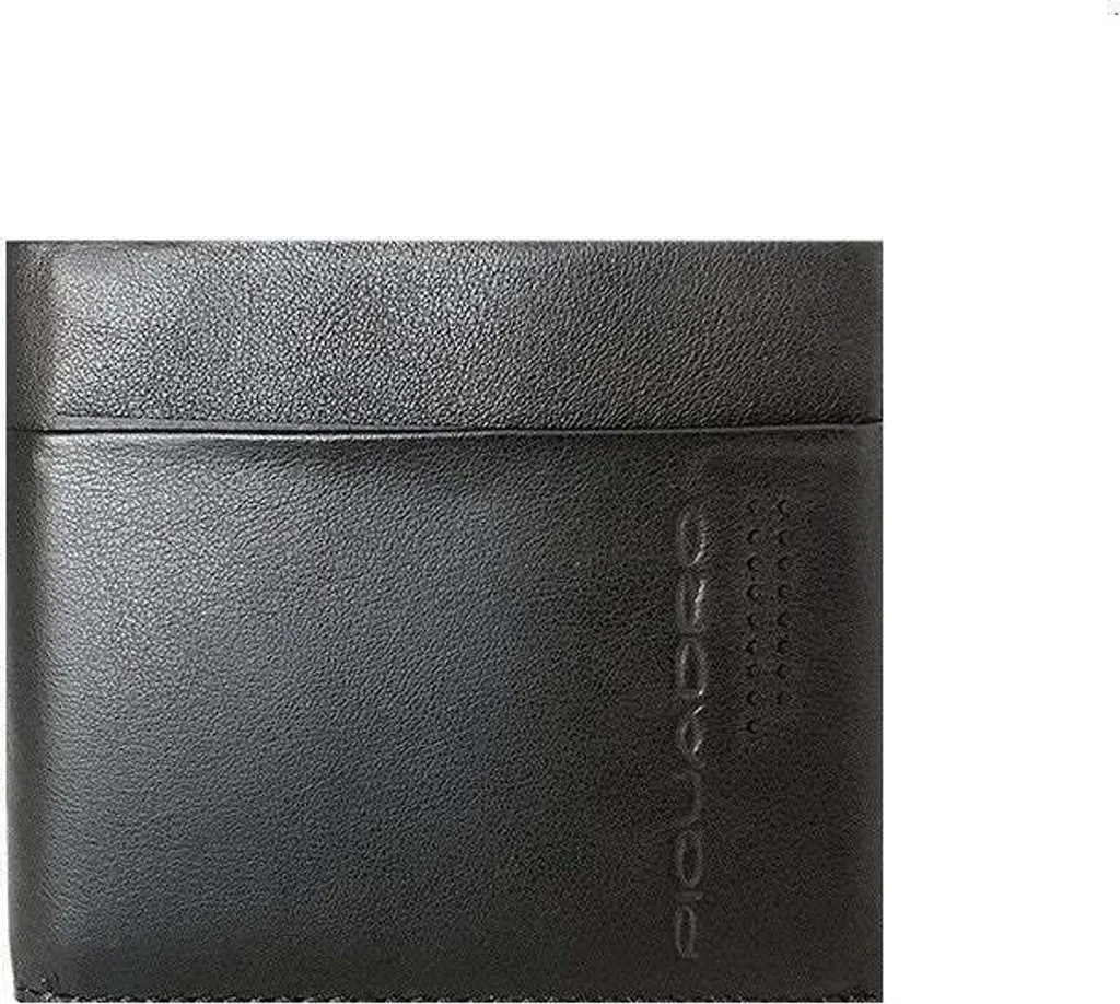 Portefeuille en cuir noir Piquadro avec protection RFID et porte-cartes