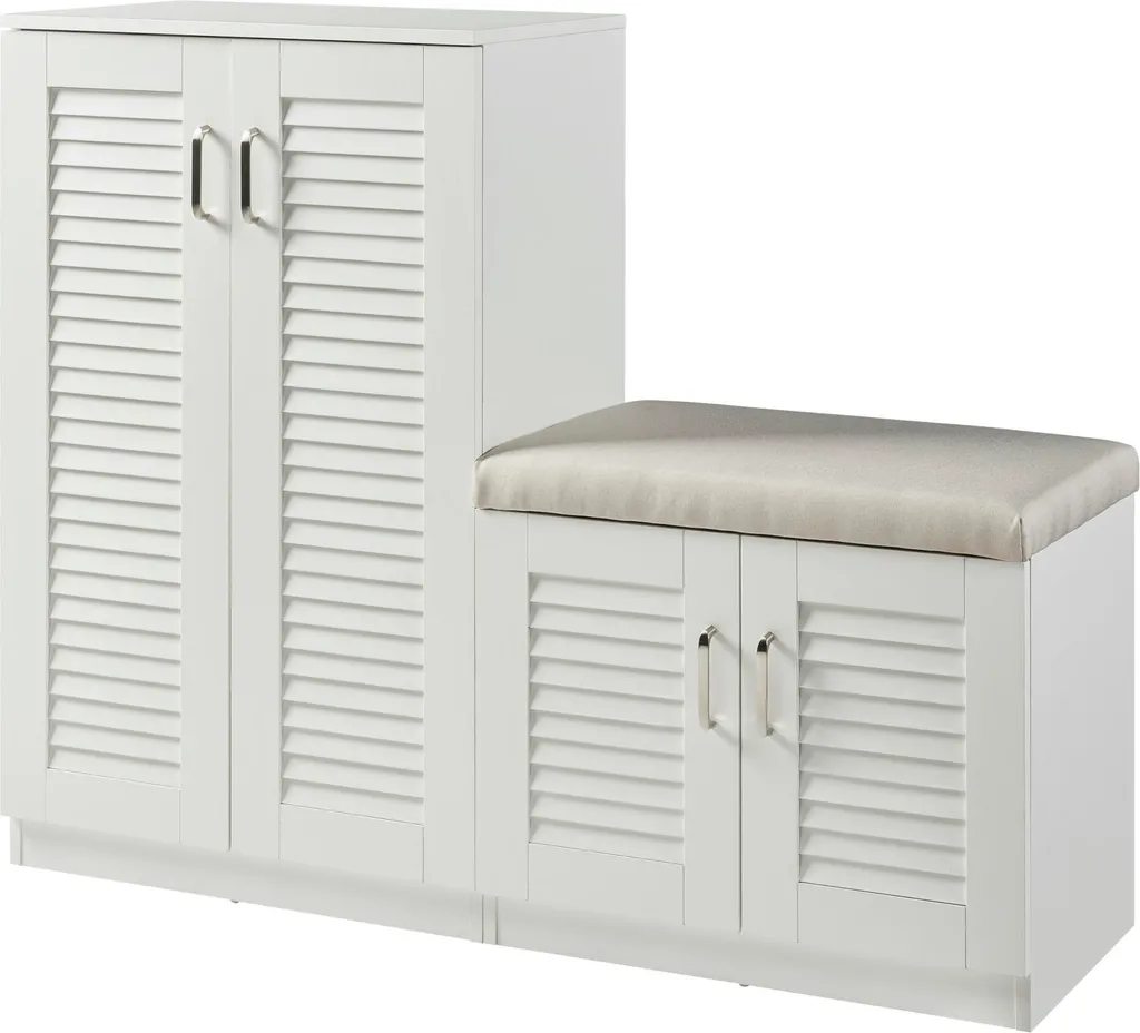 Armoire à chaussures Løten avec banc et 9 étagères blanc 120 x 97 cm