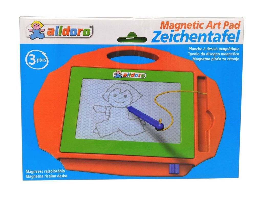 alldoro 68530 - Kleine magnetische Maltafel für Kinder | Zaubertafel zum Zeichnen und Malen | Kindertafel mit schwarz-weißer Malfläche | 22 x 16 cm