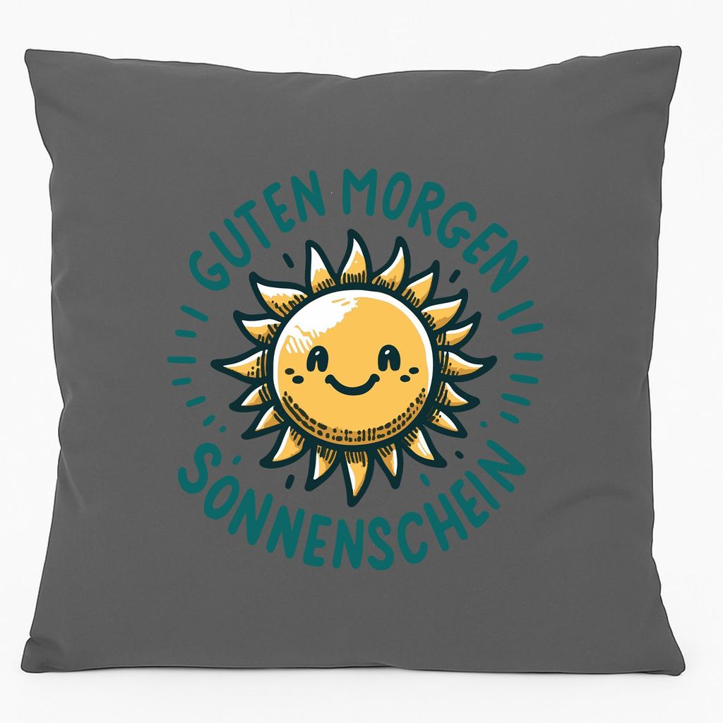 Huuraa Kissen Guten Morgen Sonnenschein Sonne 40x40cm mit Füllung Steel Grey Baumwolle Dekokissen Geschenkidee
