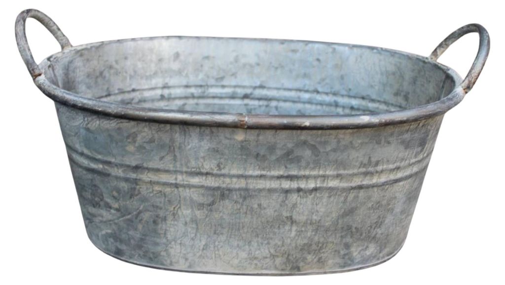 Zink Pflanzkübel oval mit Griffen Vintage 35cm Produktbild 